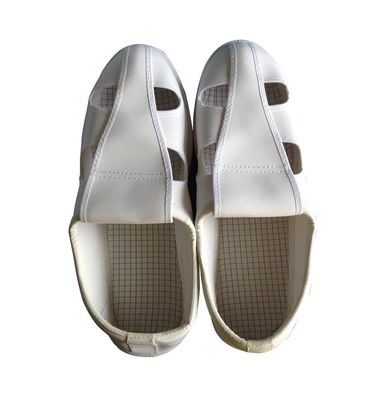 Warna Putih Unisex PVC Sepatu Esd Empat Lubang Cleanroom